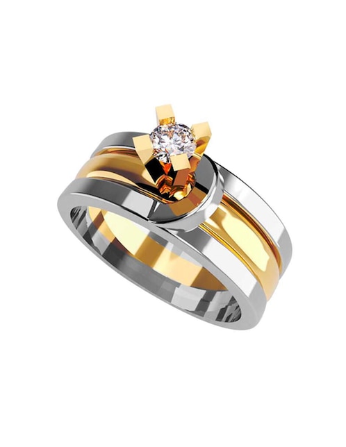 Anillo de compromiso de oro 14 k Amore Mio zirconia