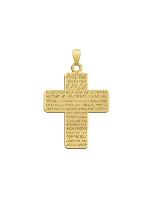 Dije de cruz padre nuestro de oro amarillo 14 K 1