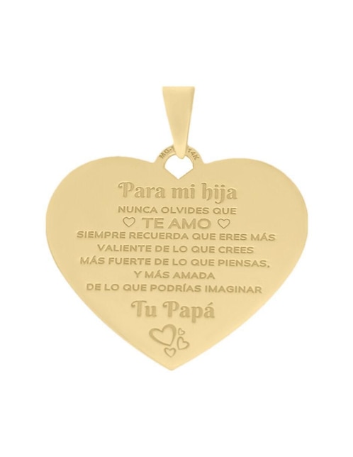 Dije de corazón Fianelli mensaje hija de oro amarillo 14 K