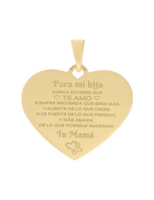 Dije de corazón mensaje hija de oro amarillo 14 K 1