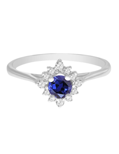 Anillo Fascinare Arnau 14 k de oro blanco zafiro y diamante brillante