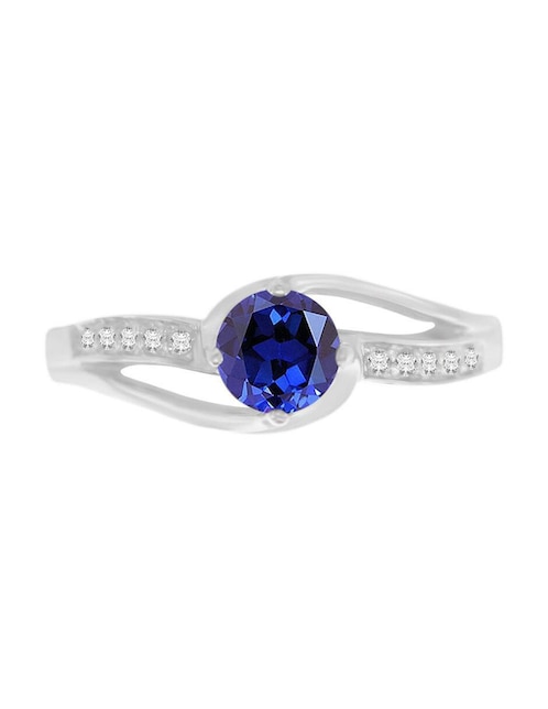 Anillo Fascinare Venice 14 k de oro blanco zafiro y diamante brillante