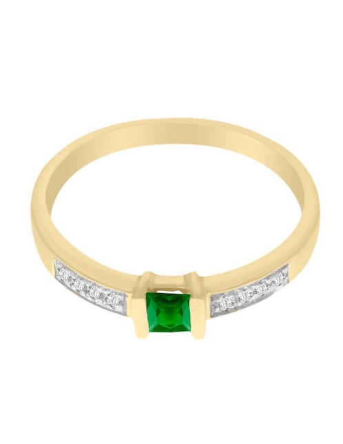Anillo Fascinare Ali 14 k de oro amarillo esmeralda y diamante brillante