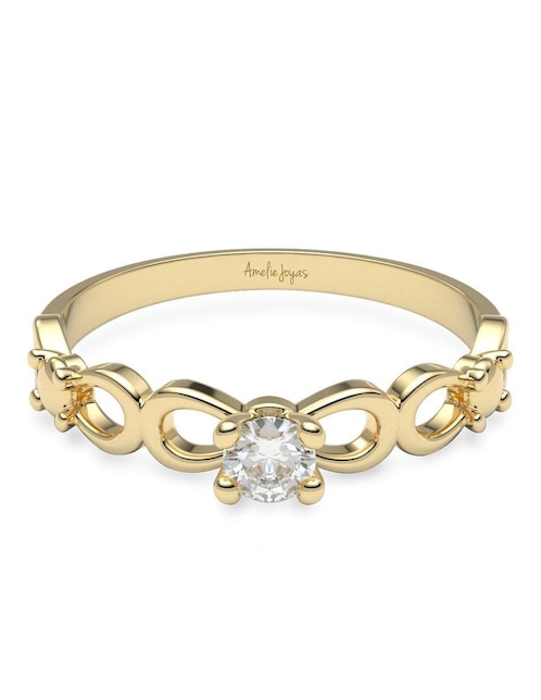 Solitario de oro 14 k Amelie Joyas