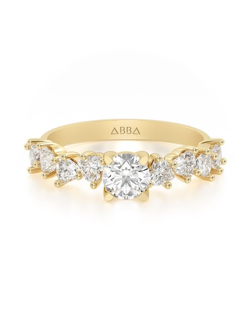 Anillo de compromiso de oro 10 k Abba Joyas zirconia
