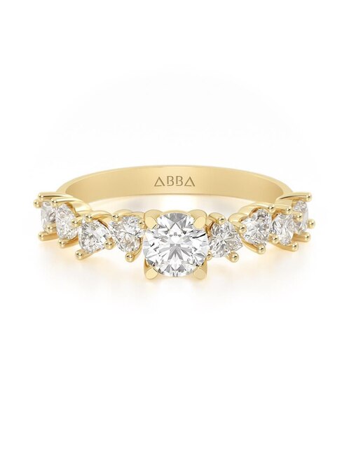 Anillo de compromiso de oro 14K Abba Joyas zirconia
