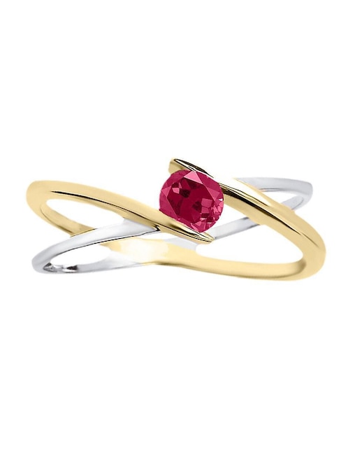 Anillo Fascinare Rosen 14 k de oro amarillo rubí brillante