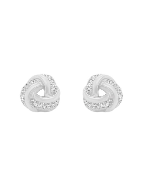 Aretes redondos Fianelli Ezia de oro blanco con acabado brillante diamante