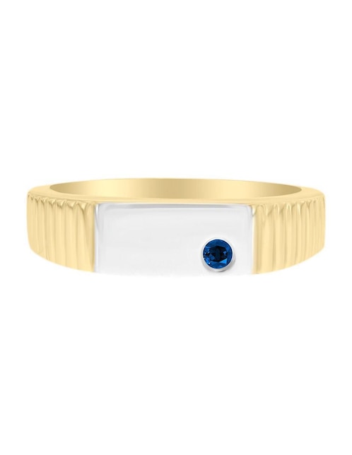 Anillo Fascinare Jesus 14 k de oro amarillo zafiro brillante