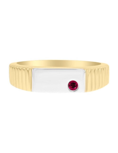 Anillo Fascinare Jesus 14 k de oro amarillo rubí brillante