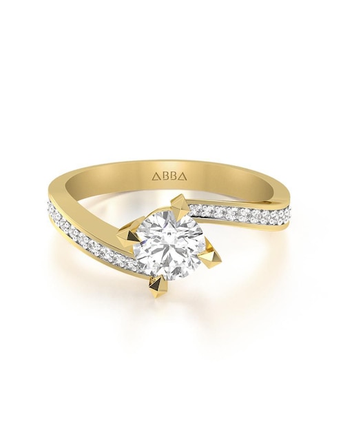 Anillo de compromiso de oro 10 K Abba Joyas zirconia
