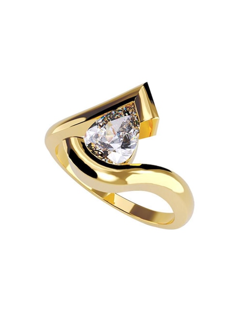 Anillo de compromiso de oro 10 k Amore Mio zirconia cúbica