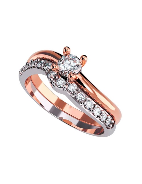 Anillo de compromiso de oro 10 k Amore Mio zirconia cúbica