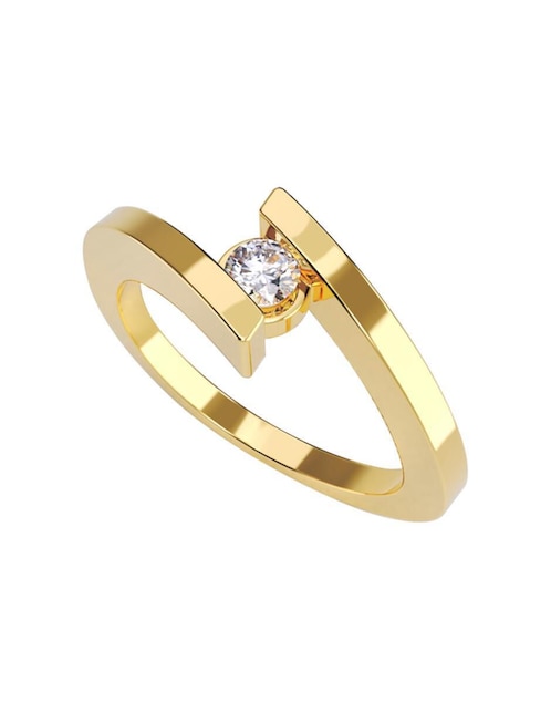 Anillo de compromiso de oro 10 k Amore Mio zirconia cúbica