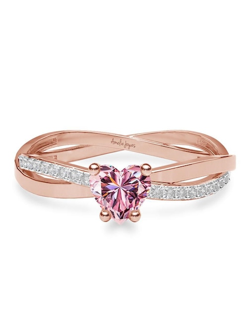 Anillo de compromiso de oro 14 k Amelie Joyas zirconia