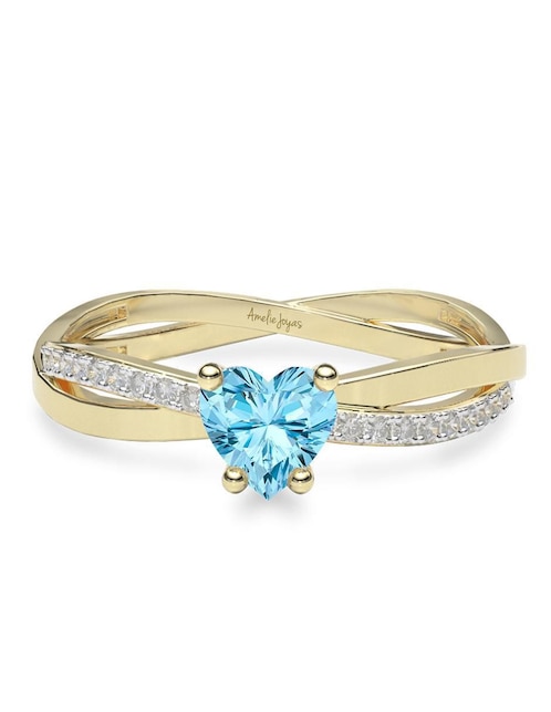 Anillo de compromiso "de" oro 14 k amelie joyas zirconia