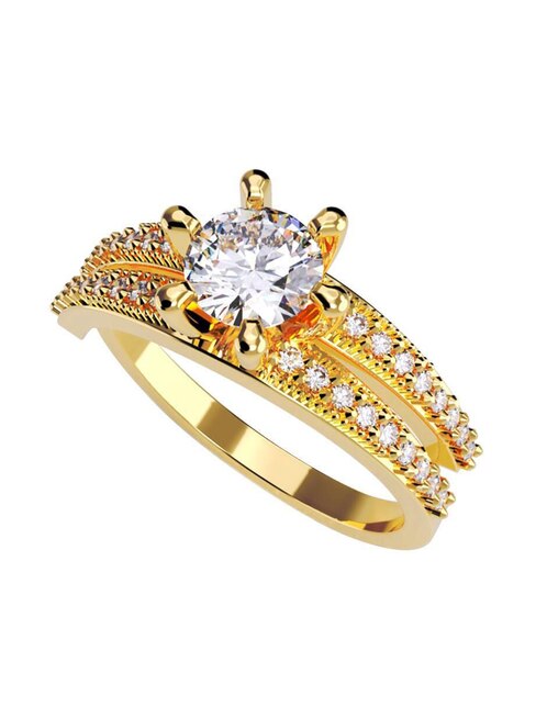 Anillo de compromiso de oro 10 k Amore Mio zirconia cúbica
