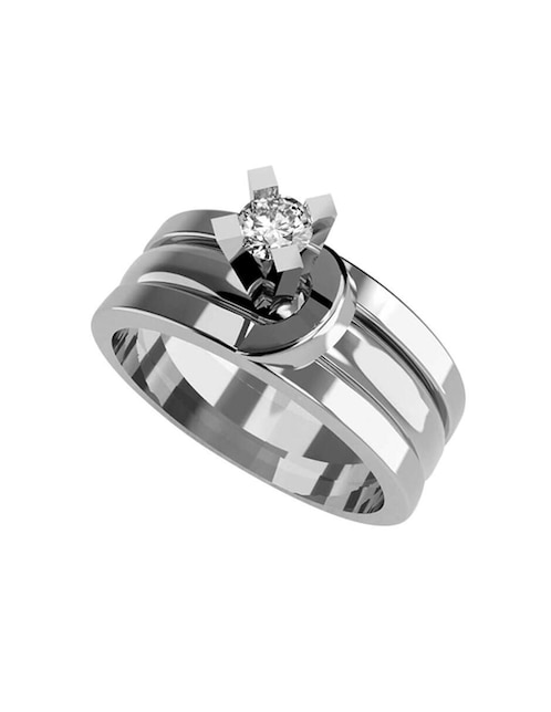 Anillo de compromiso de oro 10 k Amore Mio zirconia cúbica