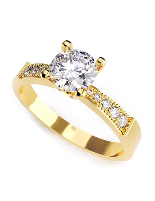 Anillo de compromiso de oro 10 k Amore Mio zirconia cúbica