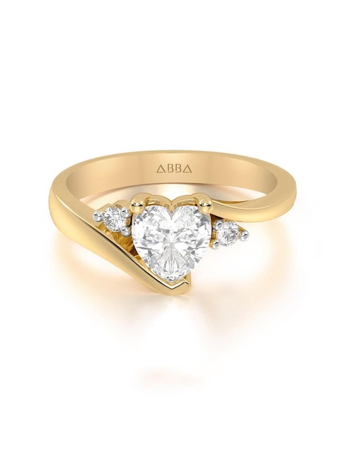 Anillo de compromiso de oro 10 k Abba Joyas zirconia