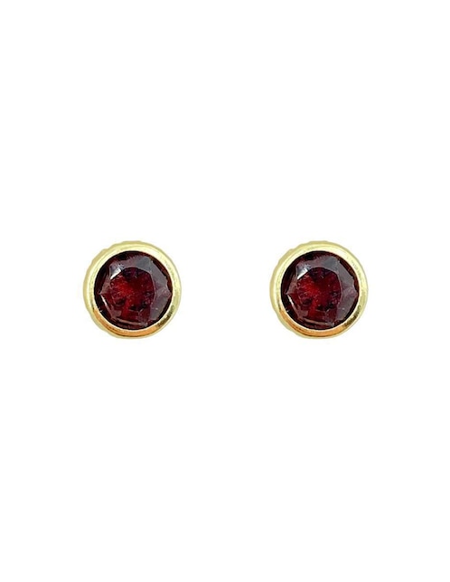 Broqueles redondos Mancini de oro amarillo 14 K con acabado brillante granate