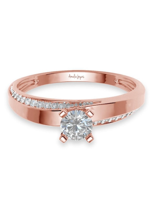Anillo de compromiso de oro 14 k Amelie Joyas zirconia