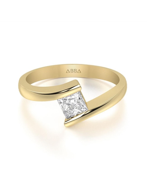 Solitario de oro 14K Abba Joyas zirconia
