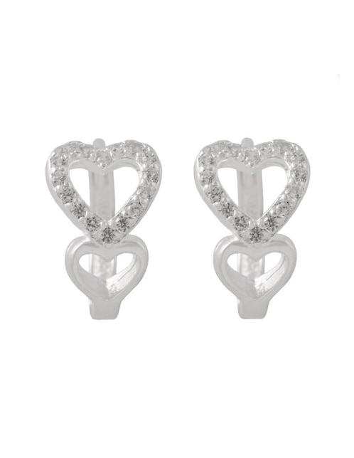 Aretes de corazón Unlimited By Ob de plata P 925 con acabado brillante zirconia