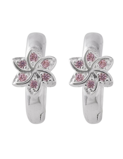 Huggies de flor Unlimited by Ob de plata pulido P 925 zirconia