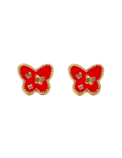 Broqueles de mariposa Mancini de oro amarillo 10 K con acabado esmaltado