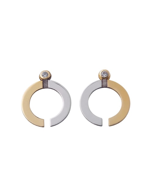 Broqueles de logo Giallo Exclusiva de oro con acabado espejo zirconia