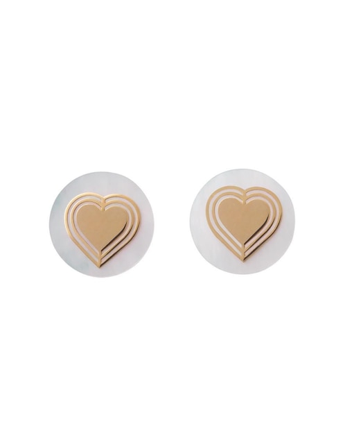 Broqueles de corazón Giallo Exclusiva de oro con acabado espejo madre perla