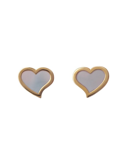 Broqueles de corazón Giallo Exclusiva de oro con acabado espejo madre perla