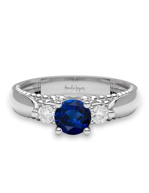 Anillo de compromiso de oro 14 k Amelie Joyas zafiro