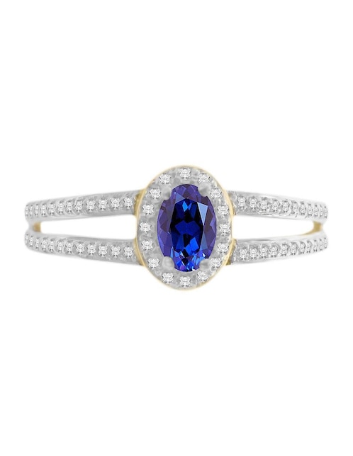 Anillo Fascinare Oriana 14 k de oro amarillo zafiro y diamante brillante