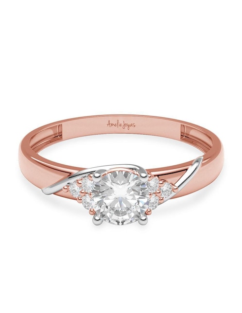 Anillo de compromiso de oro 14 K Amelie Joyas zirconia
