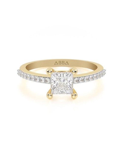 Anillo de compromiso "de" oro 10 k abba joyas sin familia zirconia