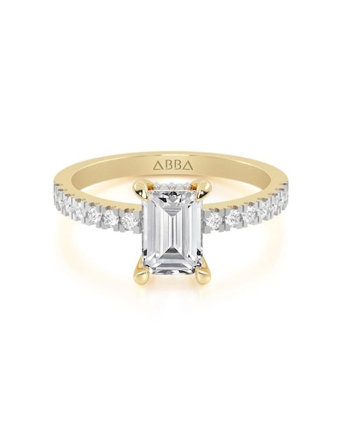 Anillo de compromiso "de" oro 14 k abba joyas sin familia zirconia
