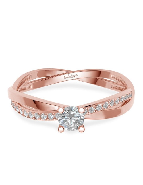 Anillo de compromiso de oro 14 K Amelie Joyas zirconia