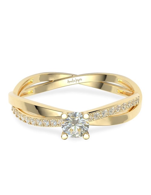 Anillo de compromiso "de" oro 14 k amelie joyas zirconia