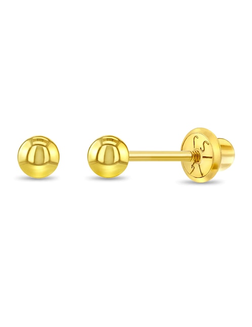 Broqueles redondos de oro amarillo con acabado brillante 1