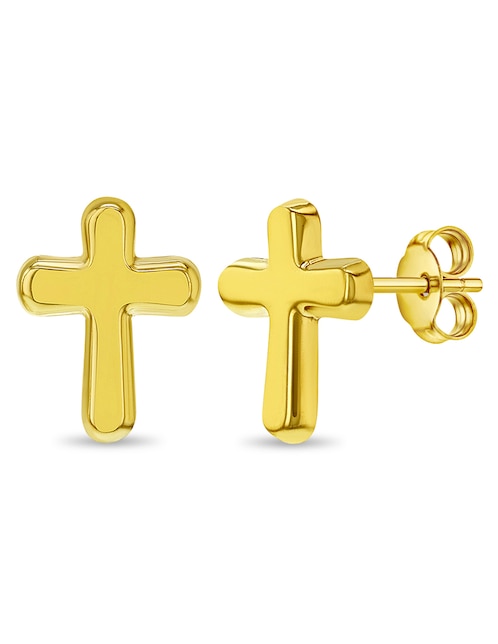 Broqueles de cruz In Season Jewelry de oro con acabado brillante