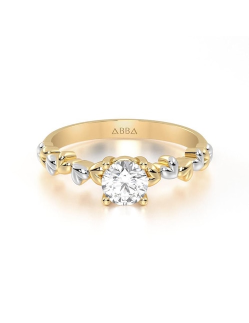 Anillo de compromiso "de" oro 10 k abba joyas sin familia zirconia