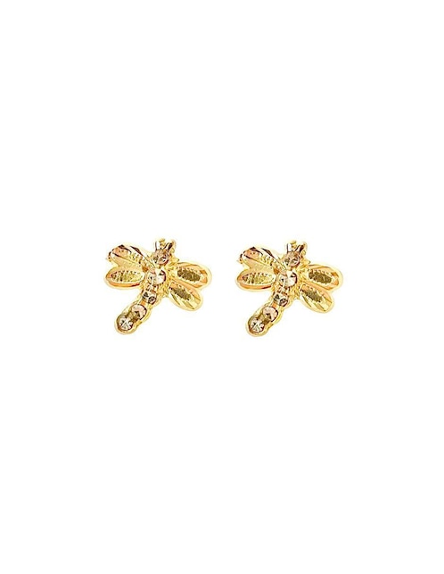Broqueles de libélula Mancini de oro con acabado brillante zirconia