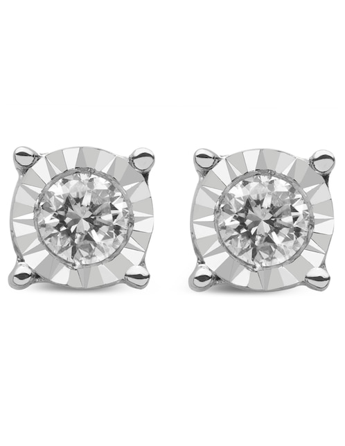 Broqueles Jayda de oro blanco 14 K con acabado brillante diamante