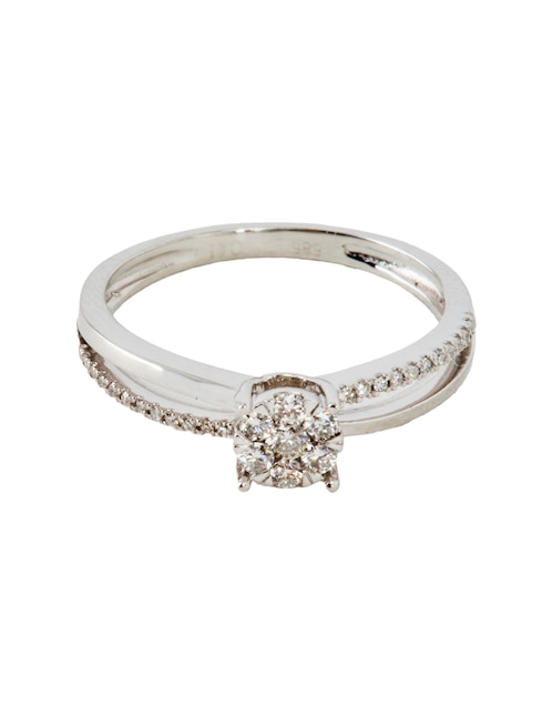 Anillo de compromiso de oro blanco 14 k diamante 1