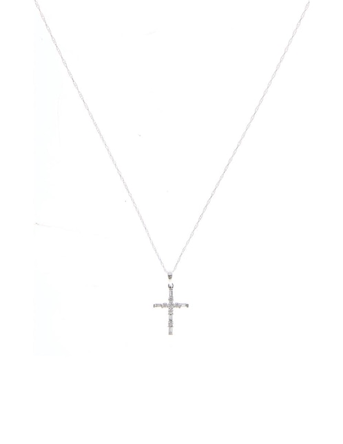 Collar de cruz de oro blanco 14 K 1