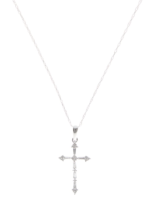 Collar de cruz de oro blanco 14 K 1