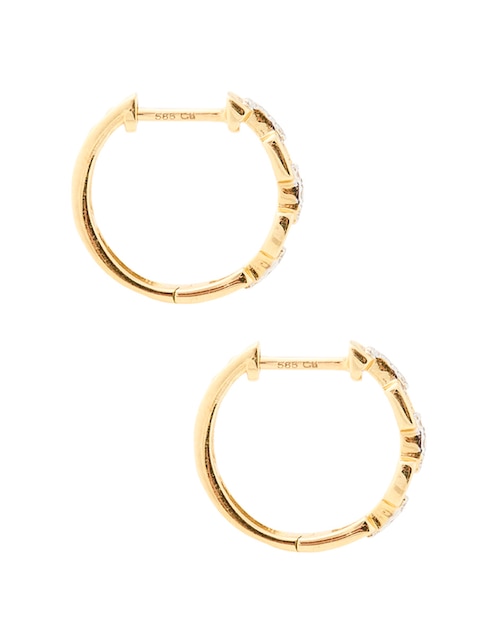 Aretes huggies de oro 14 K con acabado pulido diamante 1