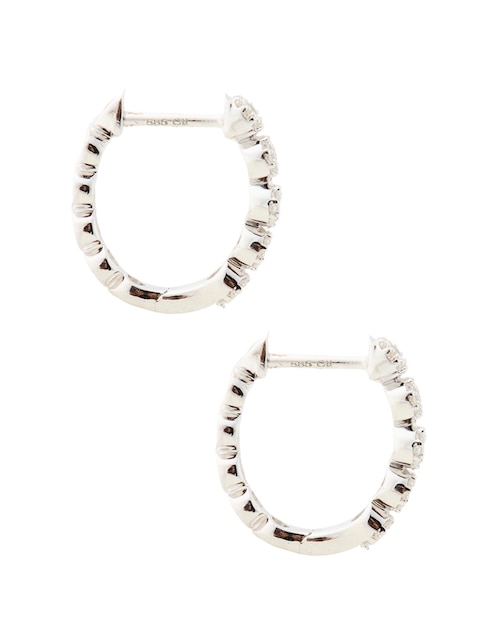 Aretes Huggies de oro 14 K con acabado pavé diamante 1